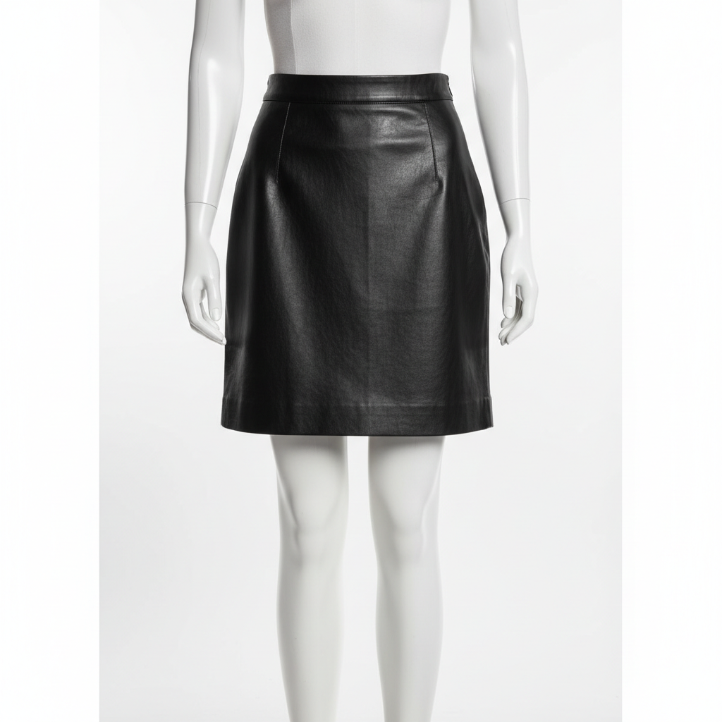 Sort faux leather miniskjørt