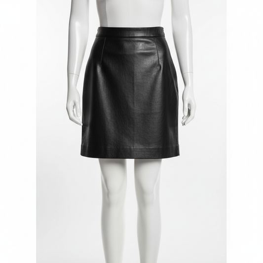 Sort faux leather miniskjørt