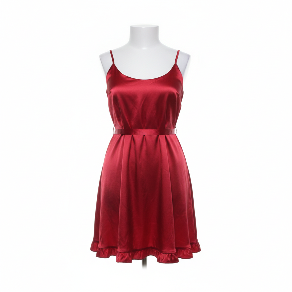 Rød satin babydoll kjole