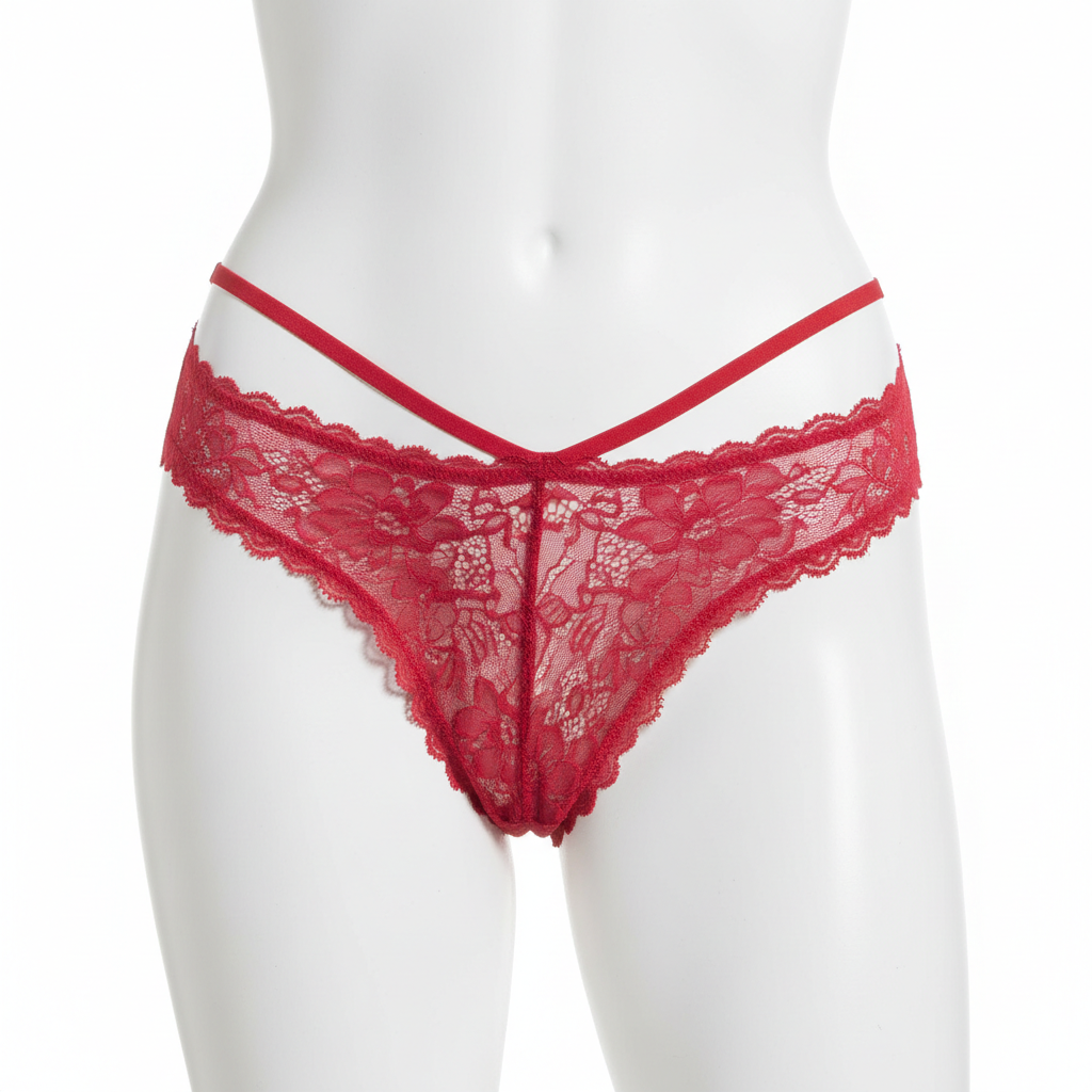 Rød blondethong