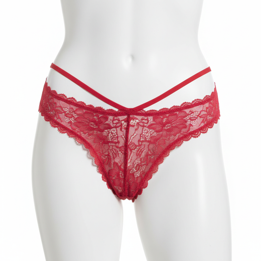 Rød blondethong
